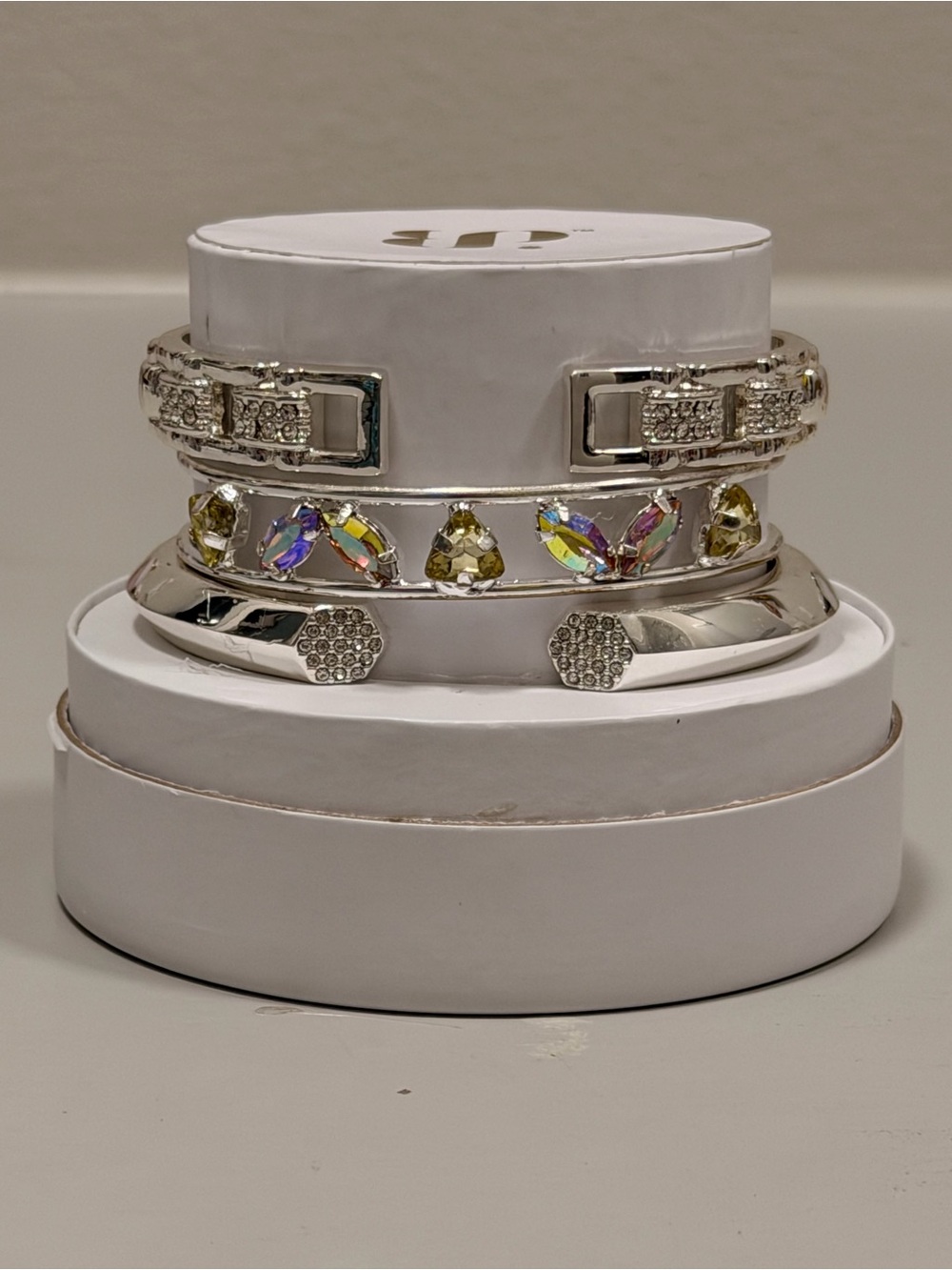 Bomb Party Bracelets New! Curated Stack - Silver Diamond CZ and Multicolor